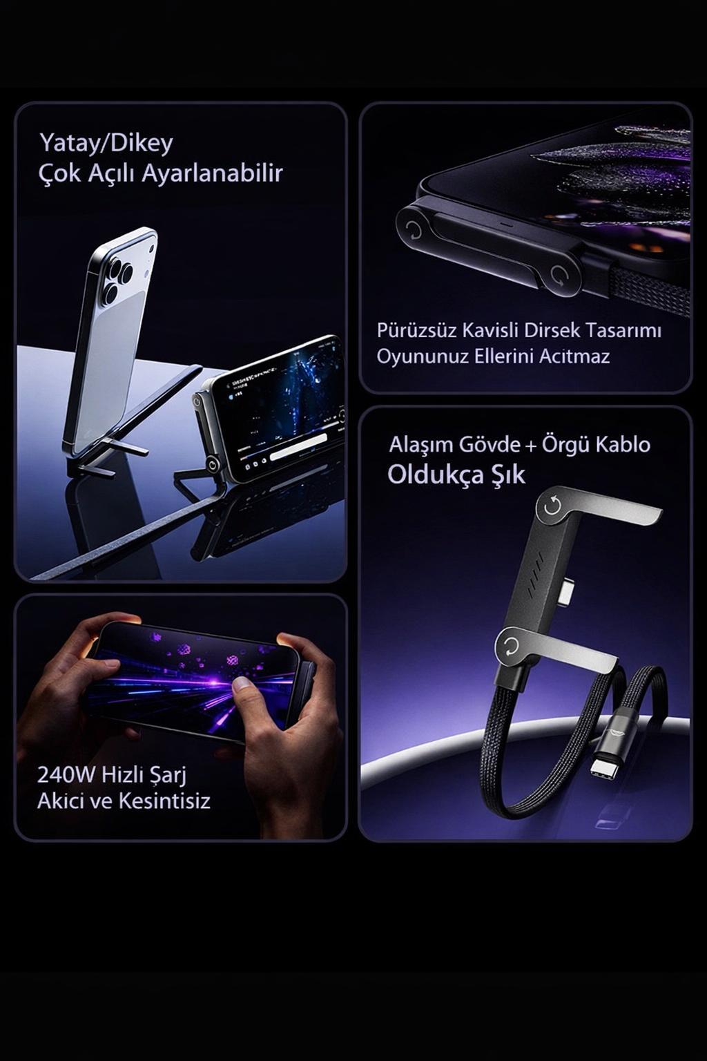 KickCable | 2'si 1 arada Standlı Şarj Kablosu (1,5 m/5 ft)